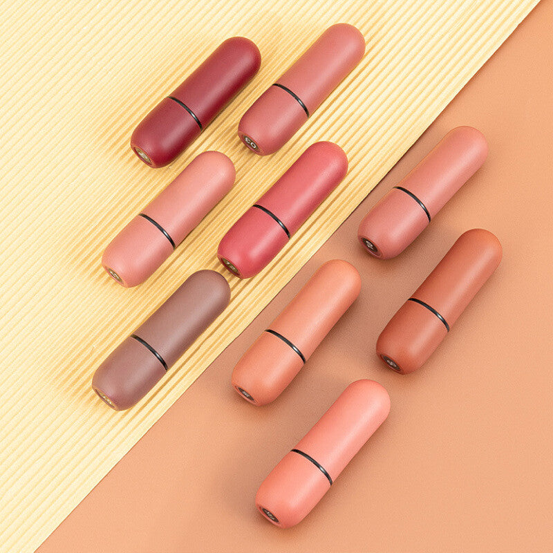 12-Color Bullet Lipstick ✨ Velvet Matte Finish 💋 Transfer-Resistant & Creamy