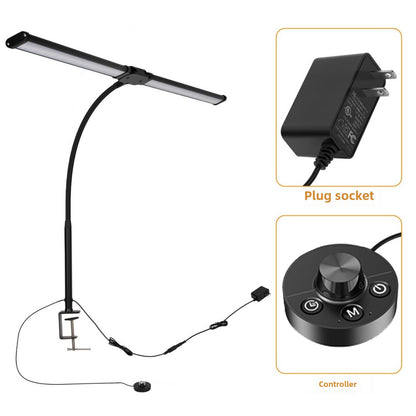 LED Desk Lamp with Clamp Double Head Desk Lamp with 360° Adjustable Gooseneck
