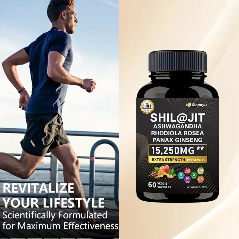 Sinpuyle 15-in-1 Sea Moss+8-in-1Shilajit Ashwagandha Supplement Bundle-2 Bottles