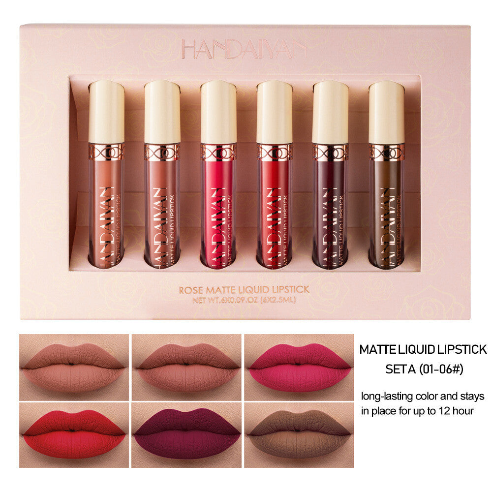 HANDAIYAN Velvet Lip Gloss for Women Matte Liquid Lipstick 12Colors Long-Lasting