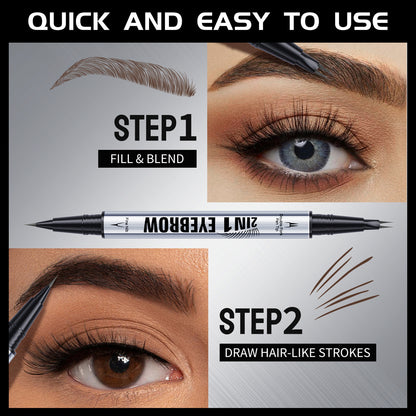 3D Dual-Ended Eyebrow Liner & Eyeliner Waterproof No Fading Long Lasting