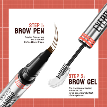 2in1 Forked Liquid Brow Pen Eyebrow Liner - Natural Hair Strokes, Waterproof