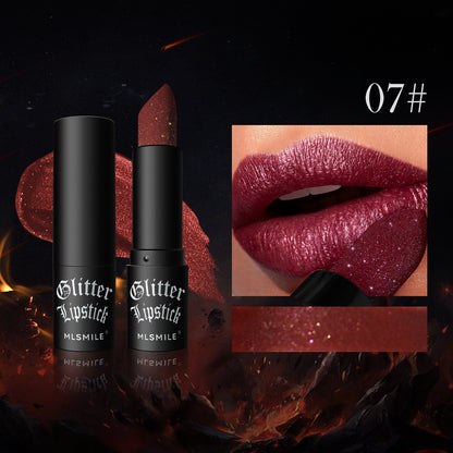 Matte Glitter Black Red Lipstick Noir Envy Halloween Goth Punk Emo Vampire