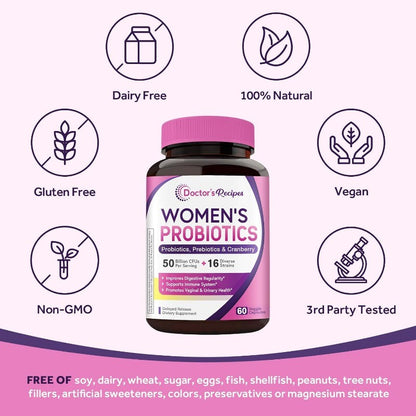Womens Probiotic with Organic Cranberry for Urinary and Digestive Health