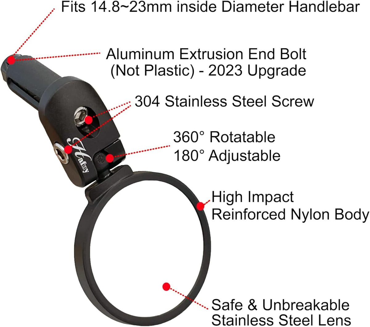 Bike / Bicycle Mirror Stainless Steel Lens Adjustable Rearview Cycle(Black 62mm)