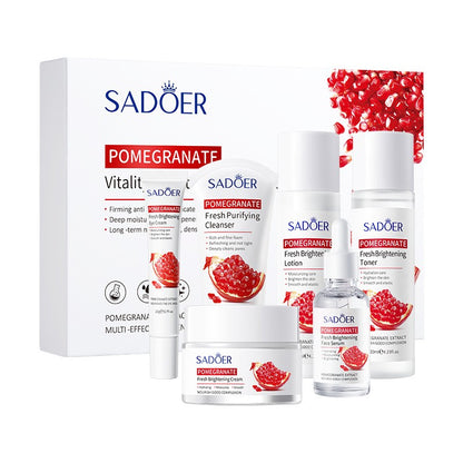 Pomegranate Skincare Set 6pc Cream Essence Milk Liquid Water Cleanser Skin Care