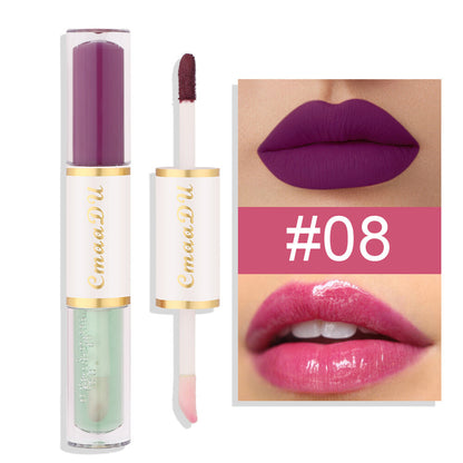 2-in-1 Double Ended Matte Lip Gloss Lipstick - Long Lasting, Waterproof