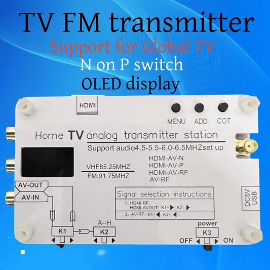 200mW UHF Wireless AV Transmitter - Analog TV Video/Audio Signal Transmission