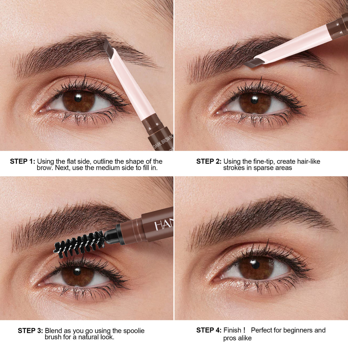Dual-Ended Eyebrow Liner · Waterproof & Long-Lasting Built-in Spoolie Brush