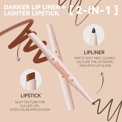 2in1 Double Head Lipstick Lip Contour Pencil 6 Colors Long Lasting Waterproof