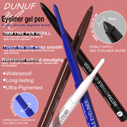Waterproof Eyeliner Pencil - Longwear, Smudge-Proof, Quick-Dry Gel Formula