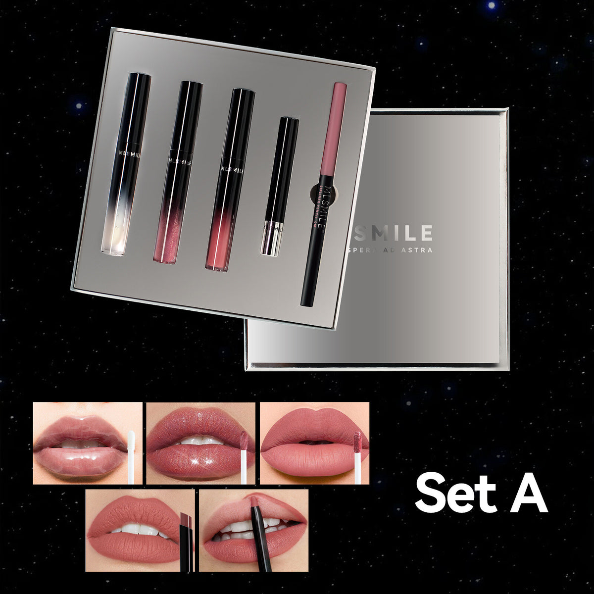 Sliver Gift Box 5PCS/set Matte Waterproof Long Lasting Lip Gloss Makeup