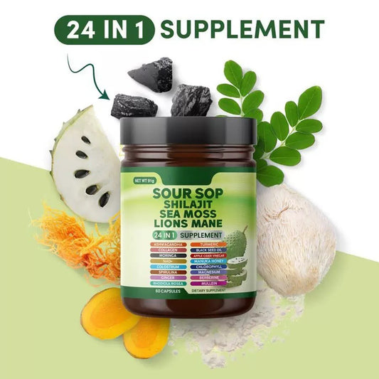 Soursop 24 in 1 Supplement Capsules Immune Antioxidant Daily Wellness Support