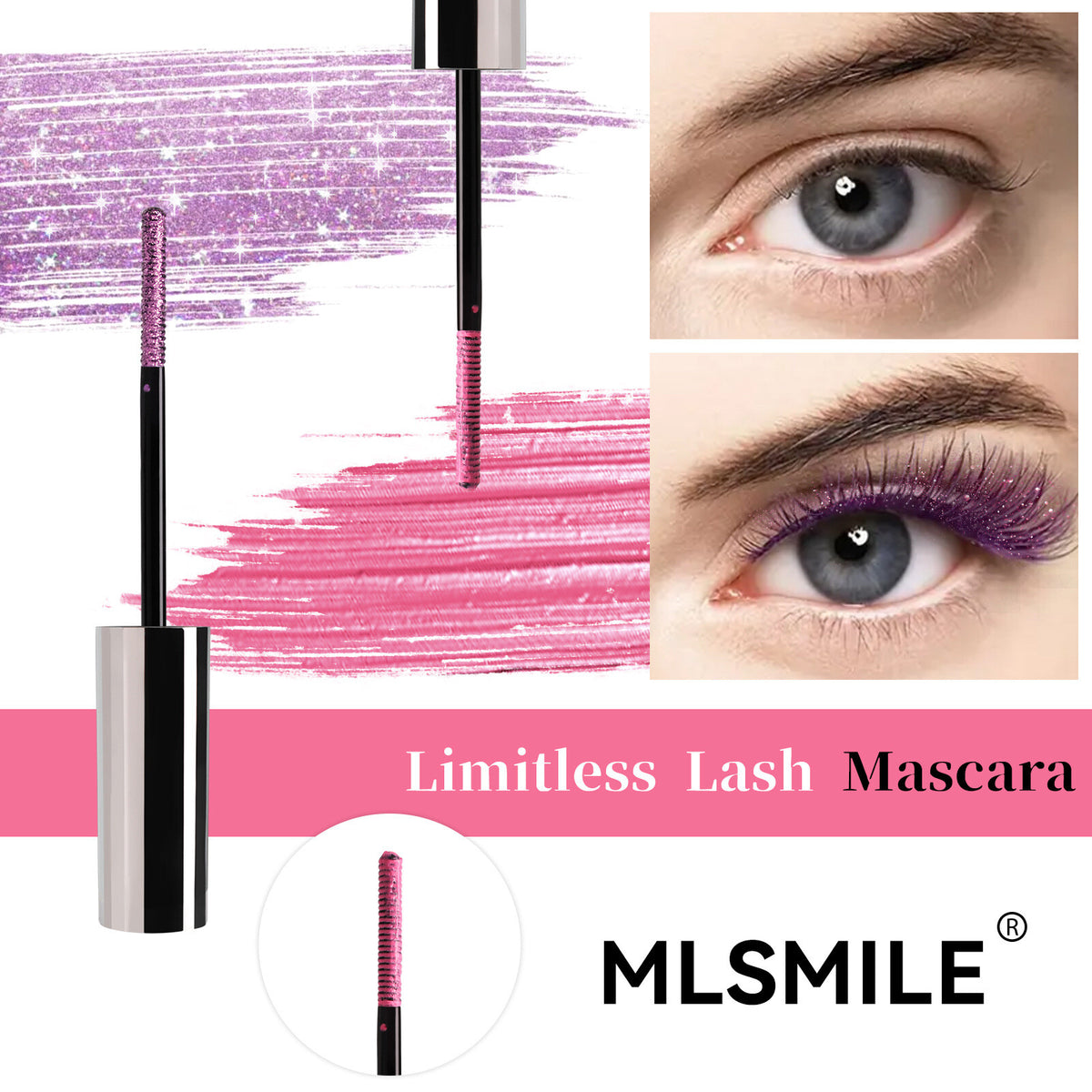 Glitter Mascara - Colorful Shimmer, Waterproof, Spiral Brush, Christmas/Cosplay