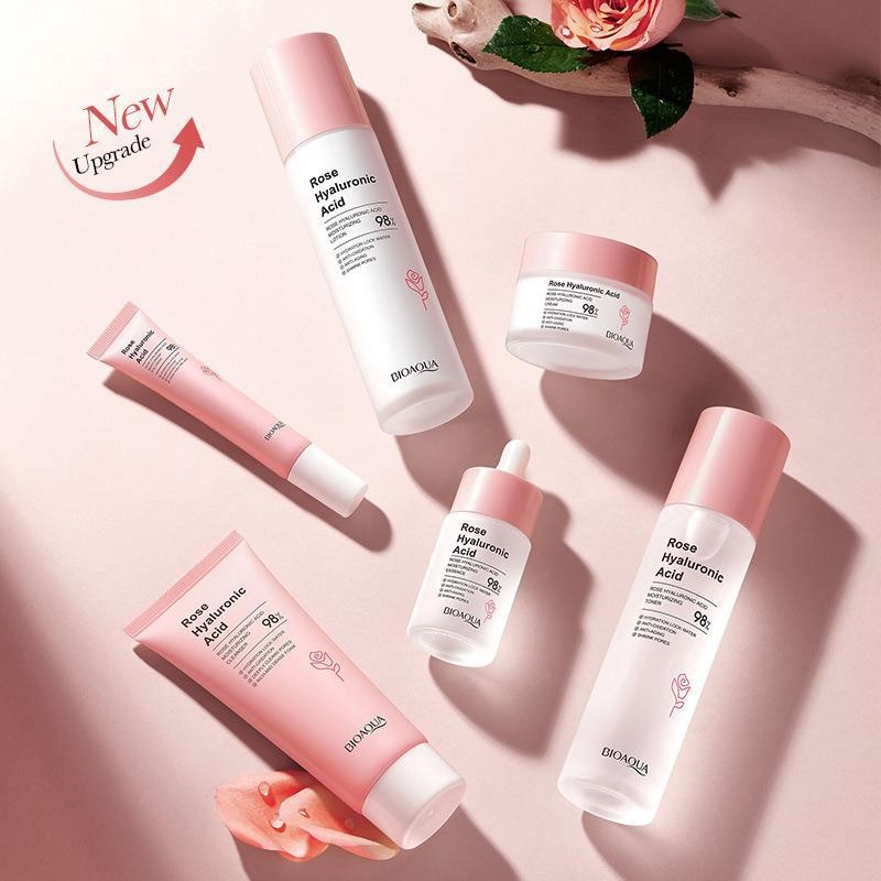 Rose & Hyaluronic Acid Skin Care Set Facial Care Cleanser Toner Lotion Cream