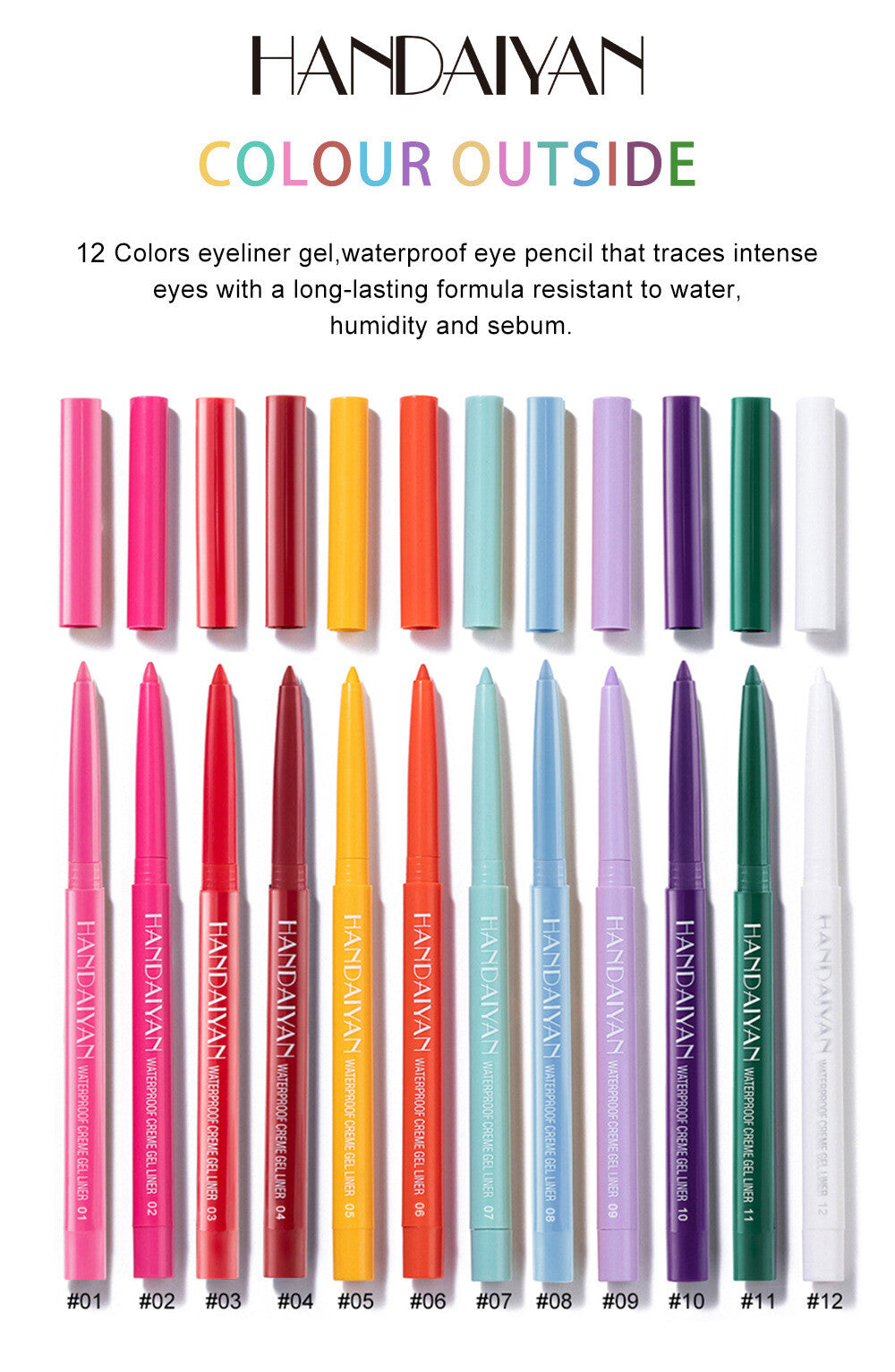 12-Color Matte Eyeliner Gift Set · Quick-Dry & Long-Lasting Smudge-Proof Formula
