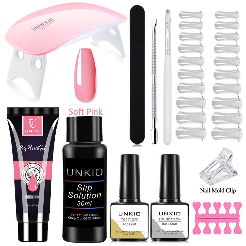 Poly Nail Gel Set to Extension Acrylic Crystal Fingertips with ToolsKit Manicure