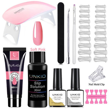 Poly Nail Gel Set to Extension Acrylic Crystal Fingertips with ToolsKit Manicure