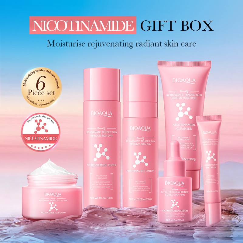 Niacinamide Hydrating Skin Care Set Cleanser Toner Eye Serum Lotion Cream