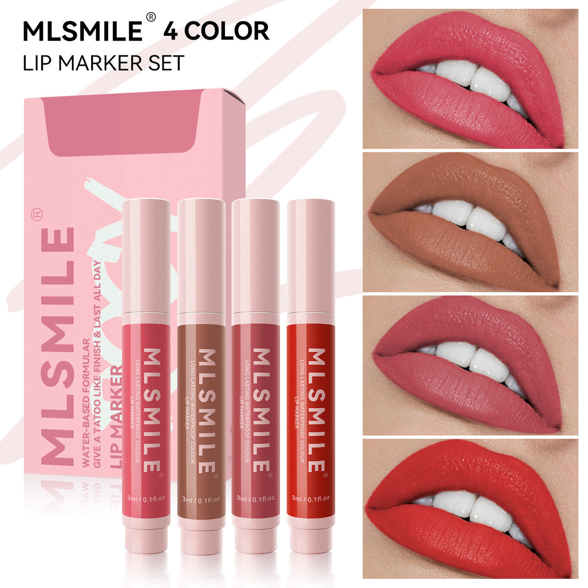 4pcs/box Lipstick Set Lip Pencil Matte Velvet Red Brown Long Lasting for Women