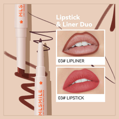 2in1 Double Head Lipstick Lip Contour Pencil 6 Colors Long Lasting Waterproof