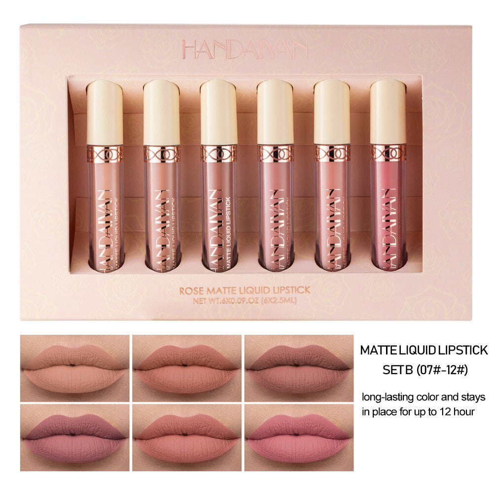 HANDAIYAN Velvet Lip Gloss for Women Matte Liquid Lipstick 12Colors Long-Lasting