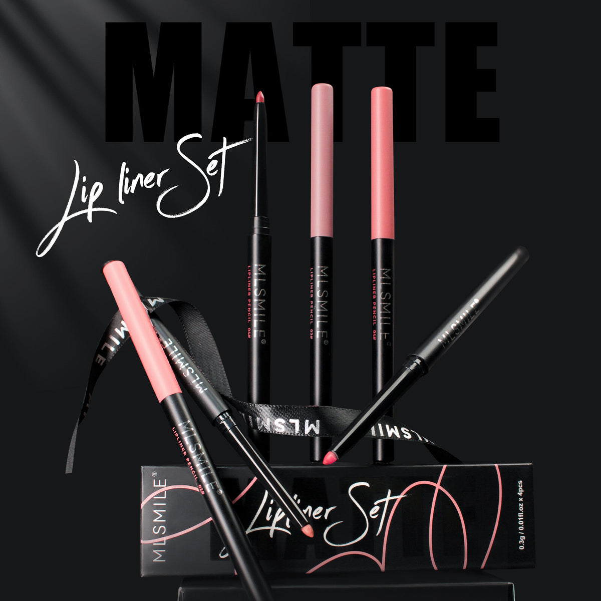 4Color Lip Liner Pencil Set - Waterproof, Creamy Matte Finish Lipstick for Women