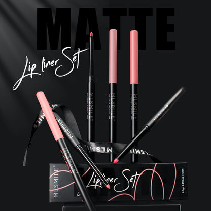 4Color Lip Liner Pencil Set - Waterproof, Creamy Matte Finish Lipstick for Women