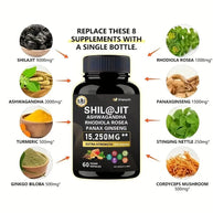 Sinpuyle 15-in-1 Sea Moss+8-in-1Shilajit Ashwagandha Supplement Bundle-2 Bottles