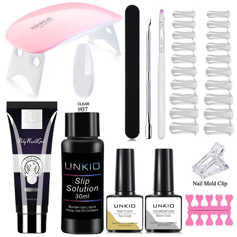 Poly Nail Gel Kit French Nails with Tool Set 6W LED Lamp for Manicure Extension