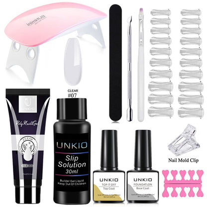 Poly Nail Gel Kit French Nails with Tool Set 6W LED Lamp for Manicure Extension
