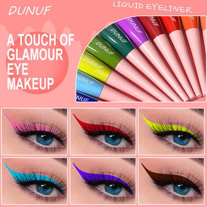 8Color Waterproof Liquid Eyeliner Vibrant Longwear Smudge-Proof Makeup for Women