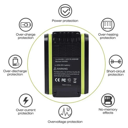 Compatible with Worx WA3551 WG169 WA3516 20V Li-ion Battery for Power Drill