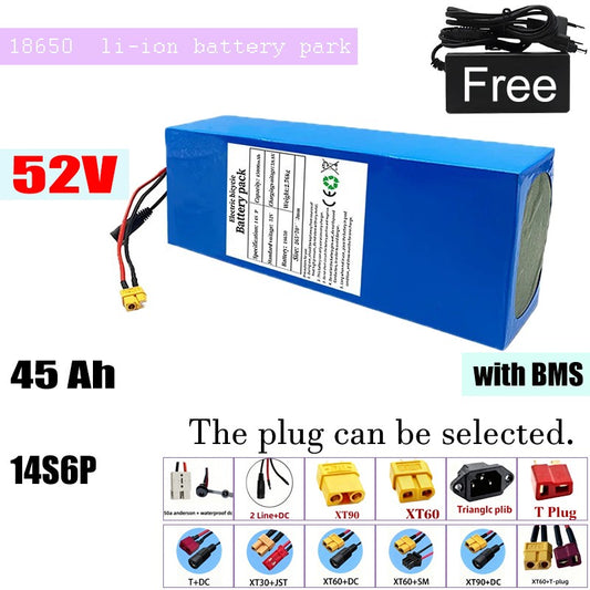 52V 45Ah 14S6P Li-ion Battery Pack High Power with BMS for Electric Bicycle