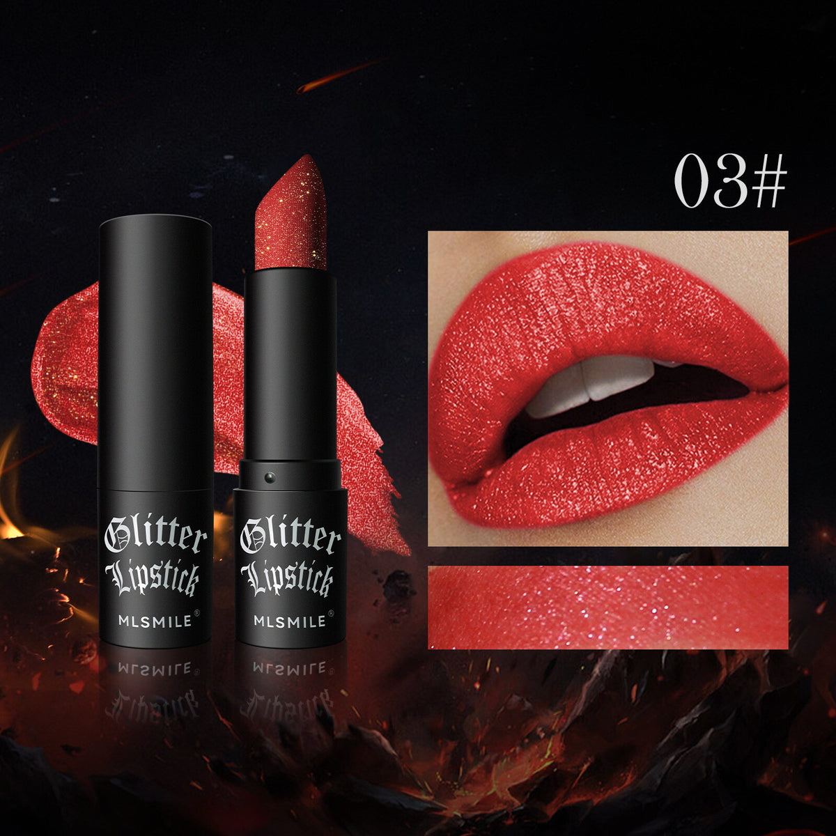 Matte Glitter Black Red Lipstick Noir Envy Halloween Goth Punk Emo Vampire