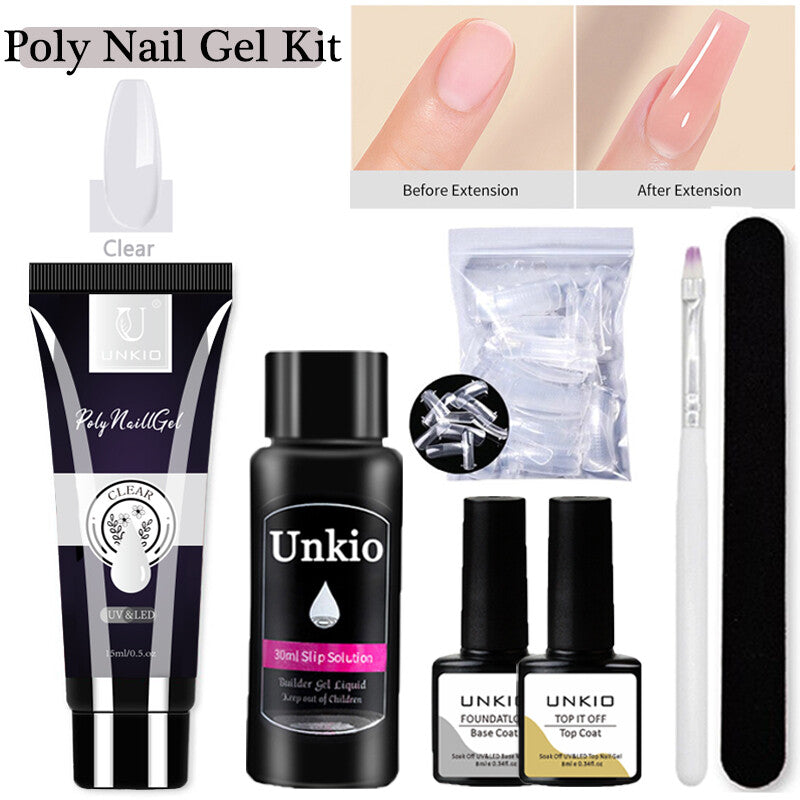 15ml Poly Nail Gel Set 11in1 Soak Off Nail Extension Builder False Nails Nude