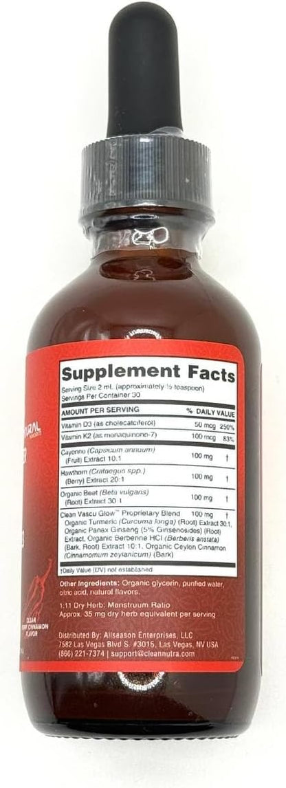 Clean Nutra Cayenne Pepper Drops Supplement Liquid Hawthorn Berry Vitamin D3 K2