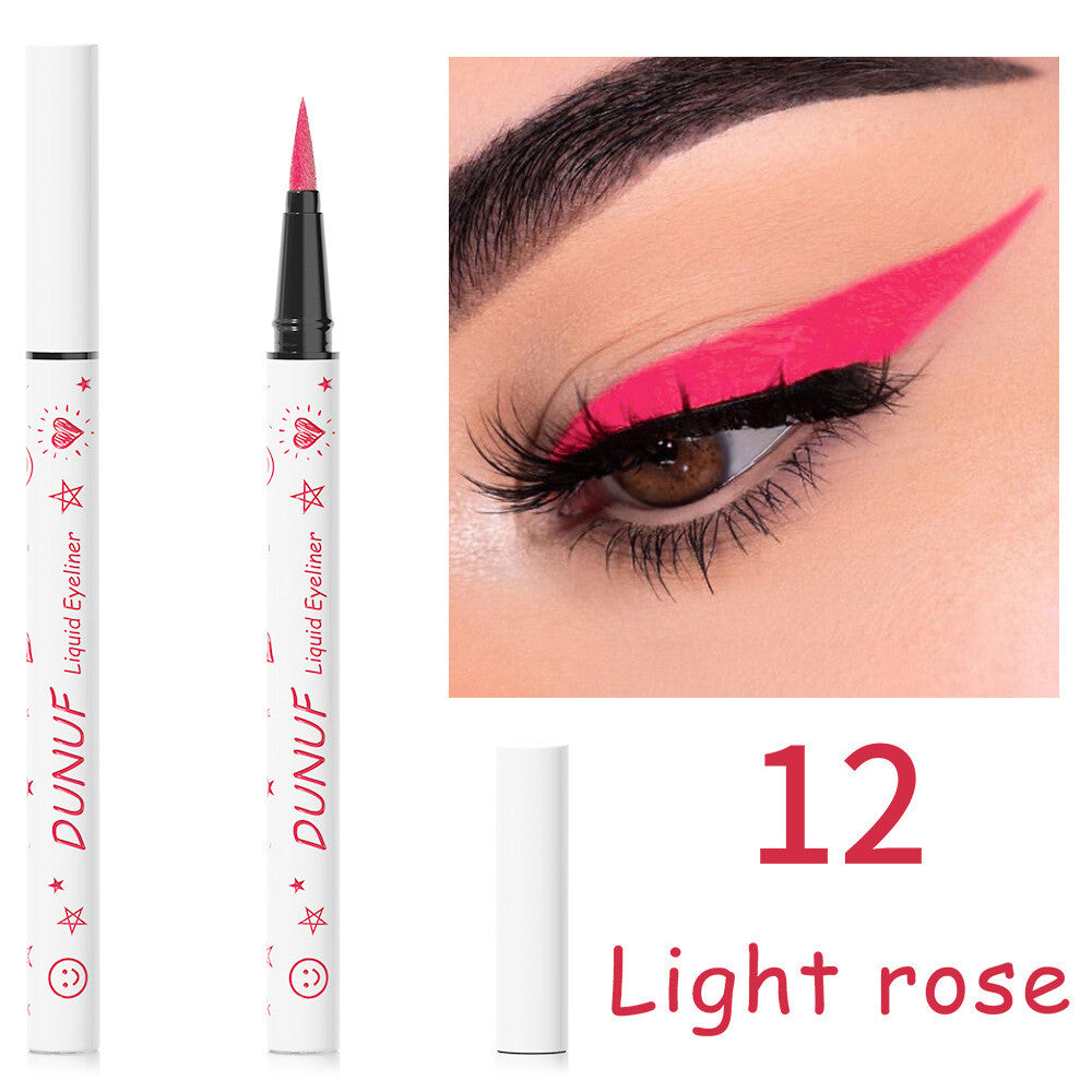 12-Color Liquid Eyeliner - Waterproof, Quick-Dry, Smudge-Proof Makeup for Women