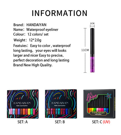 12pcs Gift Set Eye Shadow & Eyeliner Matte & Quick-Dry Makeup for Women