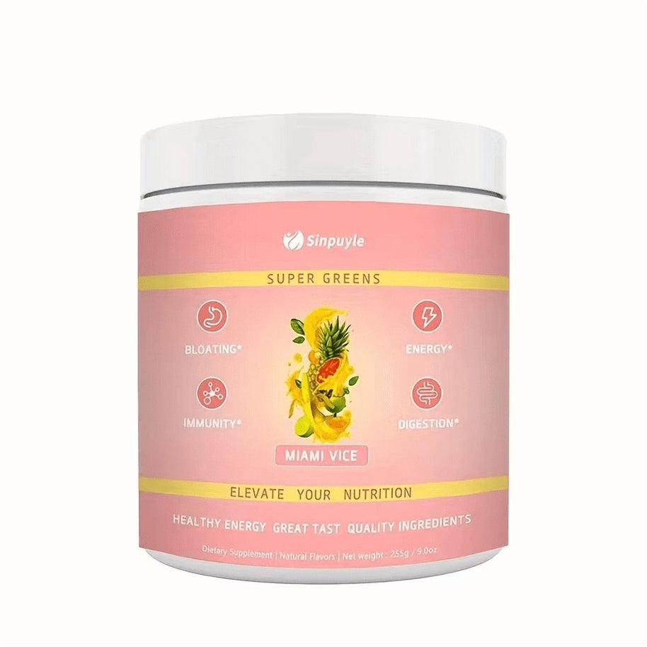Sinpuyle Super Greens Powder Tasting Daily Supplement-Miami Vice Flavor-9oz-255g