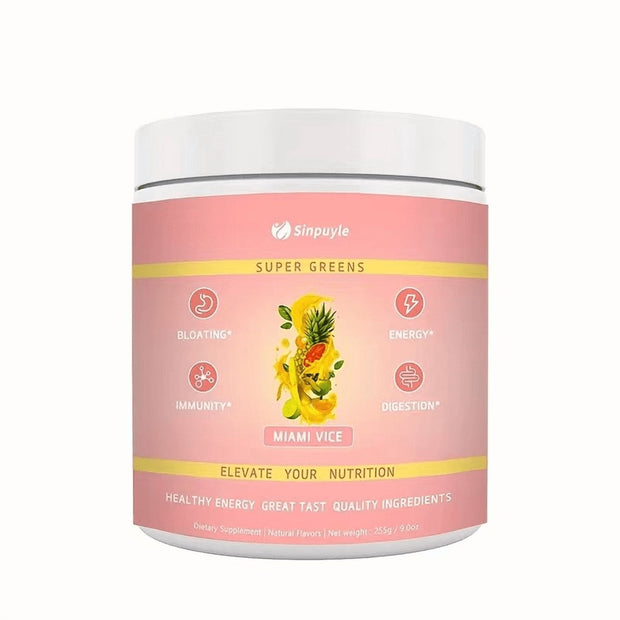 Sinpuyle Super Greens Powder Tasting Daily Supplement-Miami Vice Flavor-9oz-255g