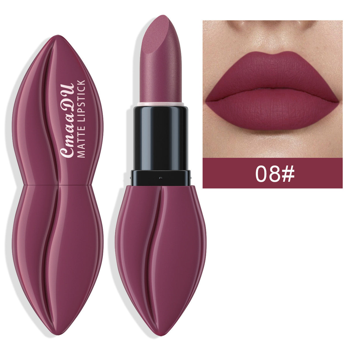 Matte Waterproof Lipstick & Lip Gloss - 10 Colors, Lip-Shaped Design