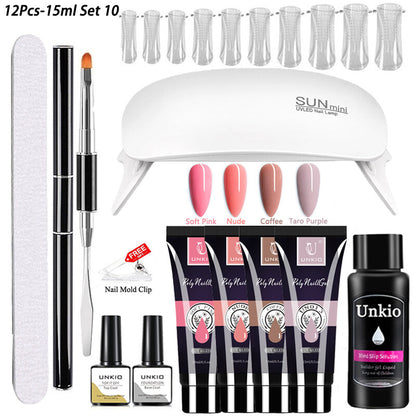 Poly Nail Gel Set 6W LED Lamp Full Manicure Quick Extension Nails Building Tool