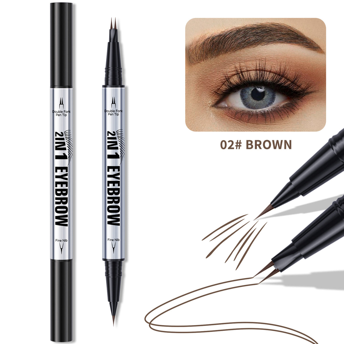 3D Dual-Ended Eyebrow Liner & Eyeliner Waterproof No Fading Long Lasting