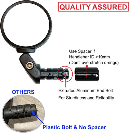 Hafny Bar End Bike Mirror Stainless Steel Lens Bicycle Mirror(Black 68 Diameter)