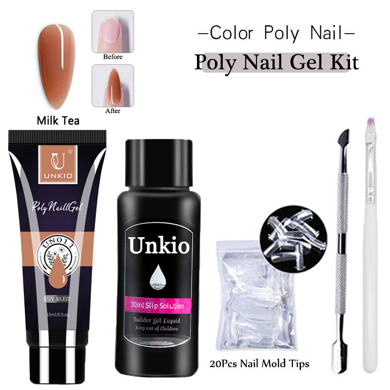 Acrylic Extension Poly Nail Gel Kit Quick Building Complete Tools Brush Form Set