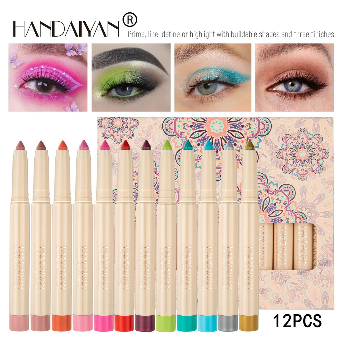 12-Color Dual-Ended Eyeshadow Pencil Set With Sharpener Creamy Eye shadow Stick