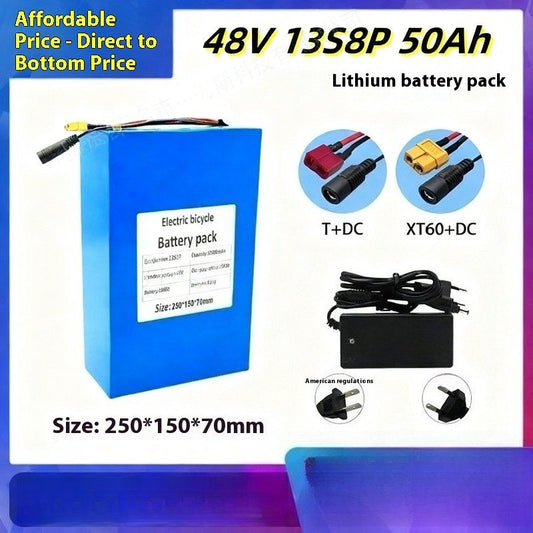 48V 50Ah 13S8P Li-ion Battery Pack with BMS for E-Bike Scooter High Capacity