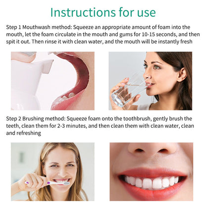 Mousse Whitening Foam Toothpaste - Mint Flavor, Freshens Breath, Fights Stains
