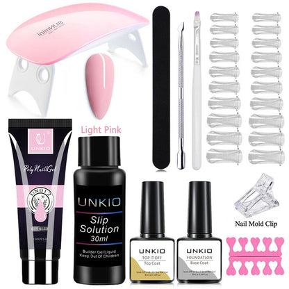 Poly Nail Gel Kit French Nails with Tool Set 6W LED Lamp for Manicure Extension
